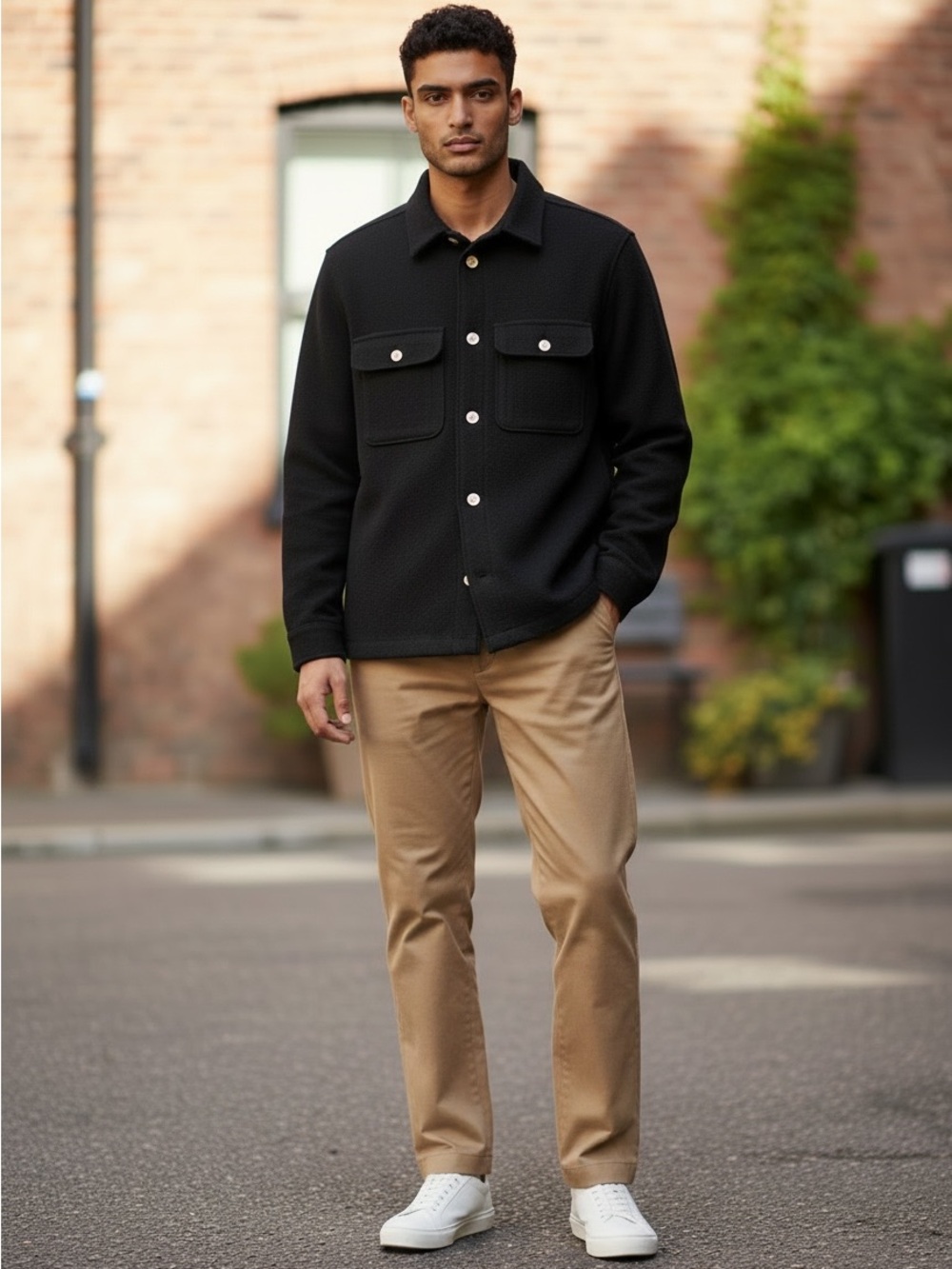 NWOT all Saints men’s black moleskin flat pocket shirt Jacket-Shacket. Size M
